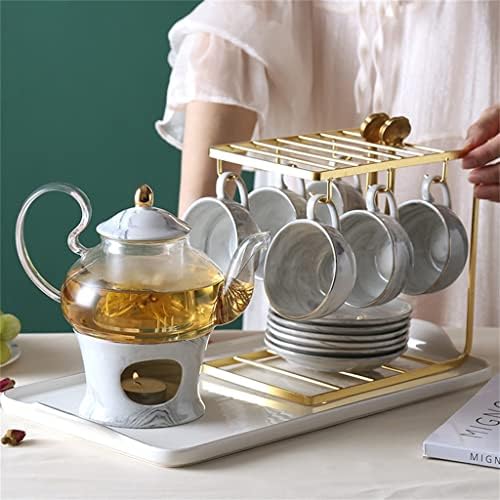 Вкусен Чай в скандинавски Стил, сварен чай, плодове, Чаена чаша, цвете кана, комплект, Английски следобеден чай, чай комплект Стъклена свещ, отопление (Цвят: B размер: