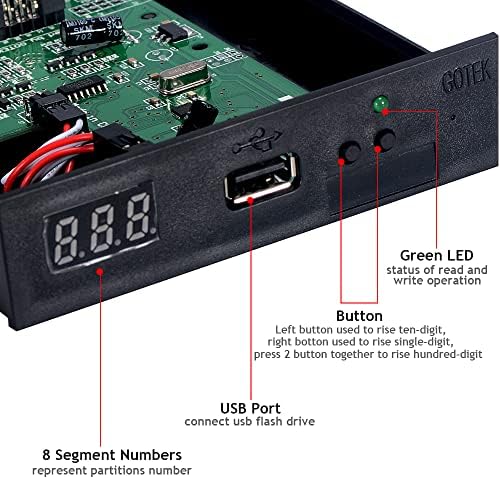 Емулатор на флопи диск GoTEK SFR1M44-U100 3,5 Инча 1.44 MB USB SSD Черен