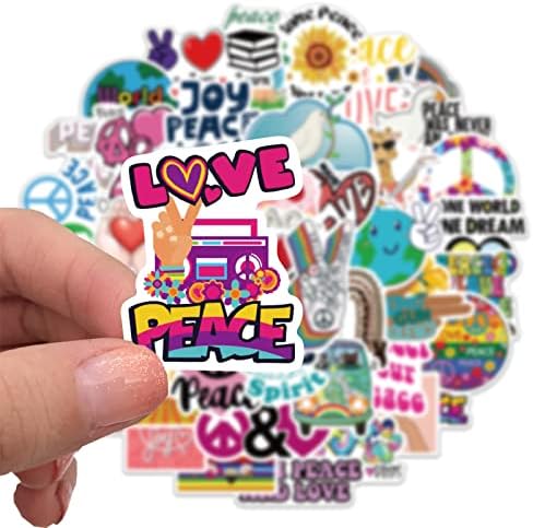 Етикети за Мир по целия свят | 50 БР. Винилови Стикери със Знака на Света за лаптоп, телефон, Бутилки с вода,