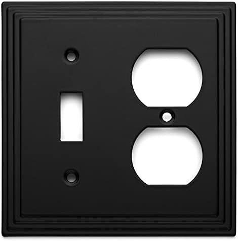 Cosmas 25068-FB Плоска Черна Стенни плоча с един ключ/Двухшпиндельная Комбинирана Електрическа Розетка/Капачка