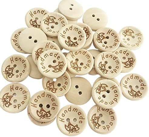 100 бр. Дървени Копчета и ръчно изработени, 2 отвора За шиене Копчета, 0,78 цолови Дървени Шиене на Копчета,