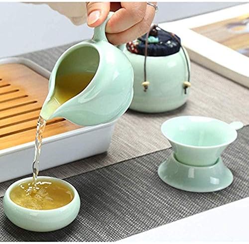 LIANXIAO - Преносим Китайски Чай кунг-фу, Пътни Супени Услуги с Пътна Чанта и Бамбуковым Чайным Тава