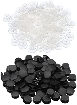 PATIKIL Пластмасов Пуговица-Чар, 200 Опаковки, Аксесоари за Копчета с Диаметър 12x10 мм, Гривна-Шарм за бижута със собствените си ръце, Прозрачен Черен