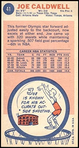 1969 Топпс 41 Джо Колдуел Атланта Хоукс (баскетболно карта) БИВШ Хоукс Аризона Св.