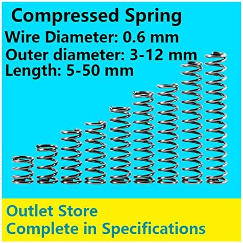 Система за компресия Подходящи за повечето ремонтни работи I Телескопична пружина Нажимная пружина Пружина компресия Диаметър 0,6 mm, външен диаметър 3-12 мм, 10 бр.