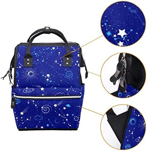 Раница-чанта за Памперси VBFOFBV, Големи Чанти Унисекс, Многофункционална Раница за майки и татковци, Синьо Cartoony Метеор Съзвездие на Луната