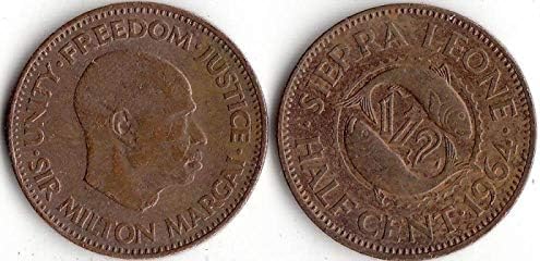 Африканска Монета Сиера-Леоне 1-2 Точки 1964 година Освобождаването на Чуждестранните Монети Събиране на монети