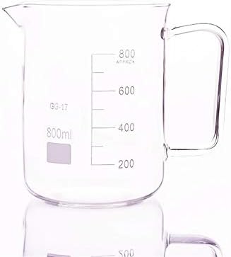Лабораторен стъклена чаша MOUNTAIN MEN в по-ниска форма, Капацитет 800 мл, Външен диаметър = 104 мм, височина = 138 мм, Лабораторни чаша с дръжка Science (капацитет: 800 мл)