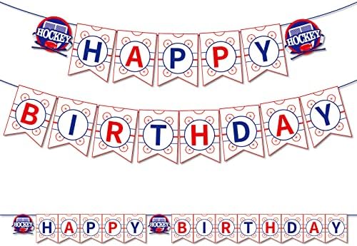 Хокей Банер на Рожден Ден честит Рожден Ден Банер Хокей Аксесоари за Парти по случай рождения Ден на Хокей Банер